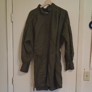 Linen Banana Republic Forest Green Blouse